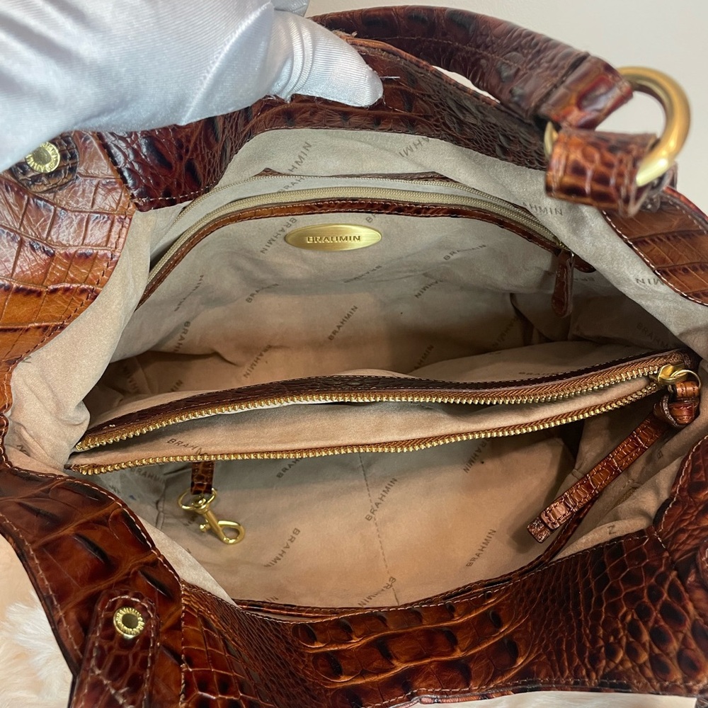 Brahmin Dagny Pecan croc-embossed leather handbag - Picture 11 of 16